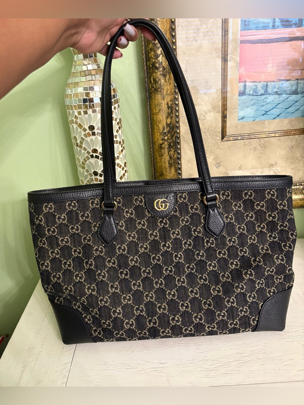 Gucci Ophidia Tote in Black Denim